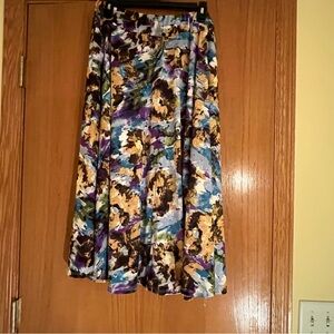 24 Seven Vibrant Abstract Long Skirt -‎ Purple, Black, Gold, blue, Tan, Size 2X